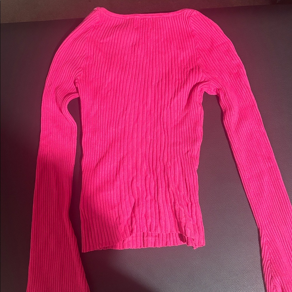 H&M Bright Pink Ribbed Knit Top - Picture 5 of 5